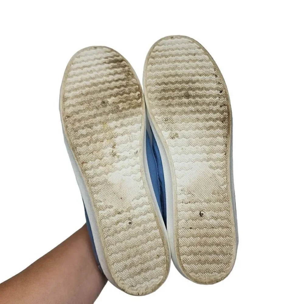 Lincoln Outfitters Womens Blue and White Slip On Denim Flats Dock Shoes‎ Size 11